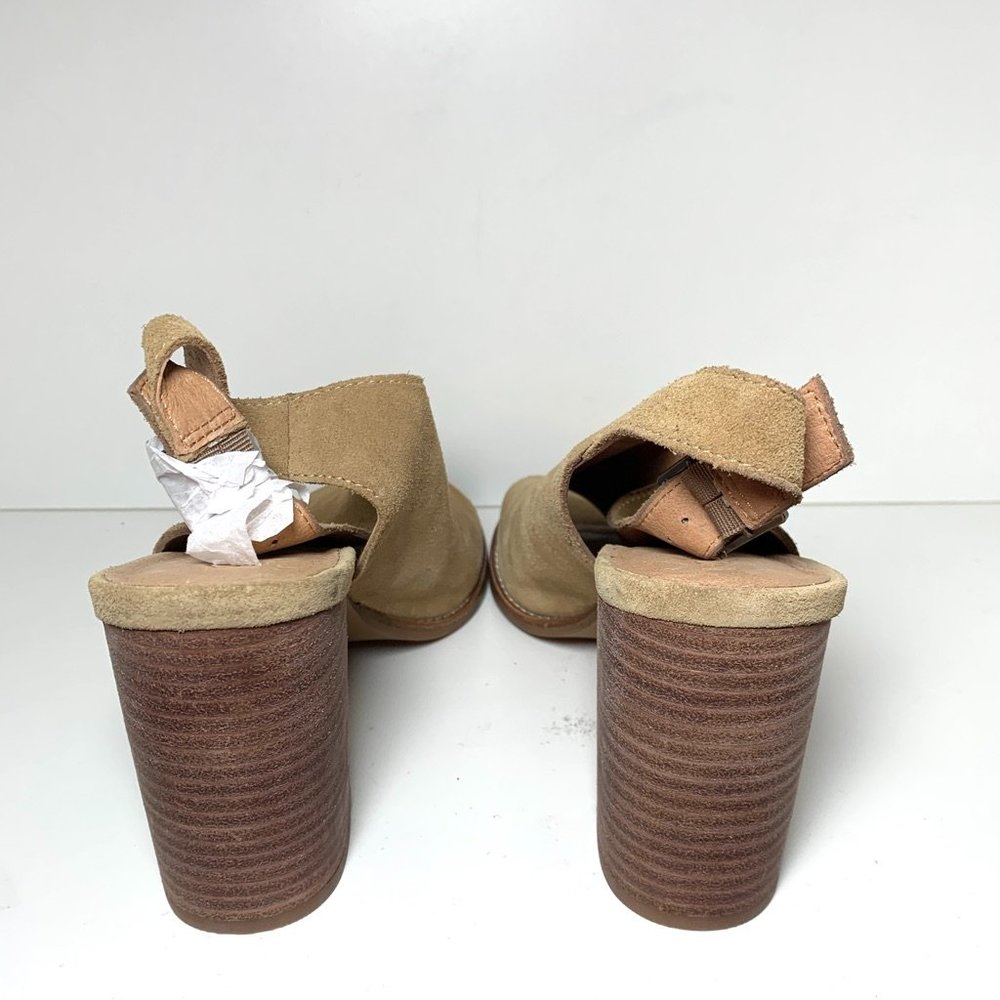 NEW Madewell Cary Suede Heel Open Toe Slingback Block Heel Sandals Tan 11 - Picture 6 of 7